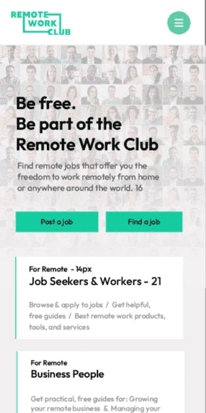 Remote Work Club - Home page-mobile
